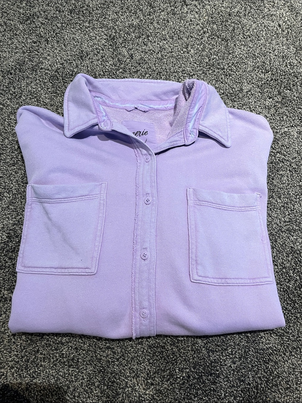 aerie Lavender Button-Up Pocket Shirt